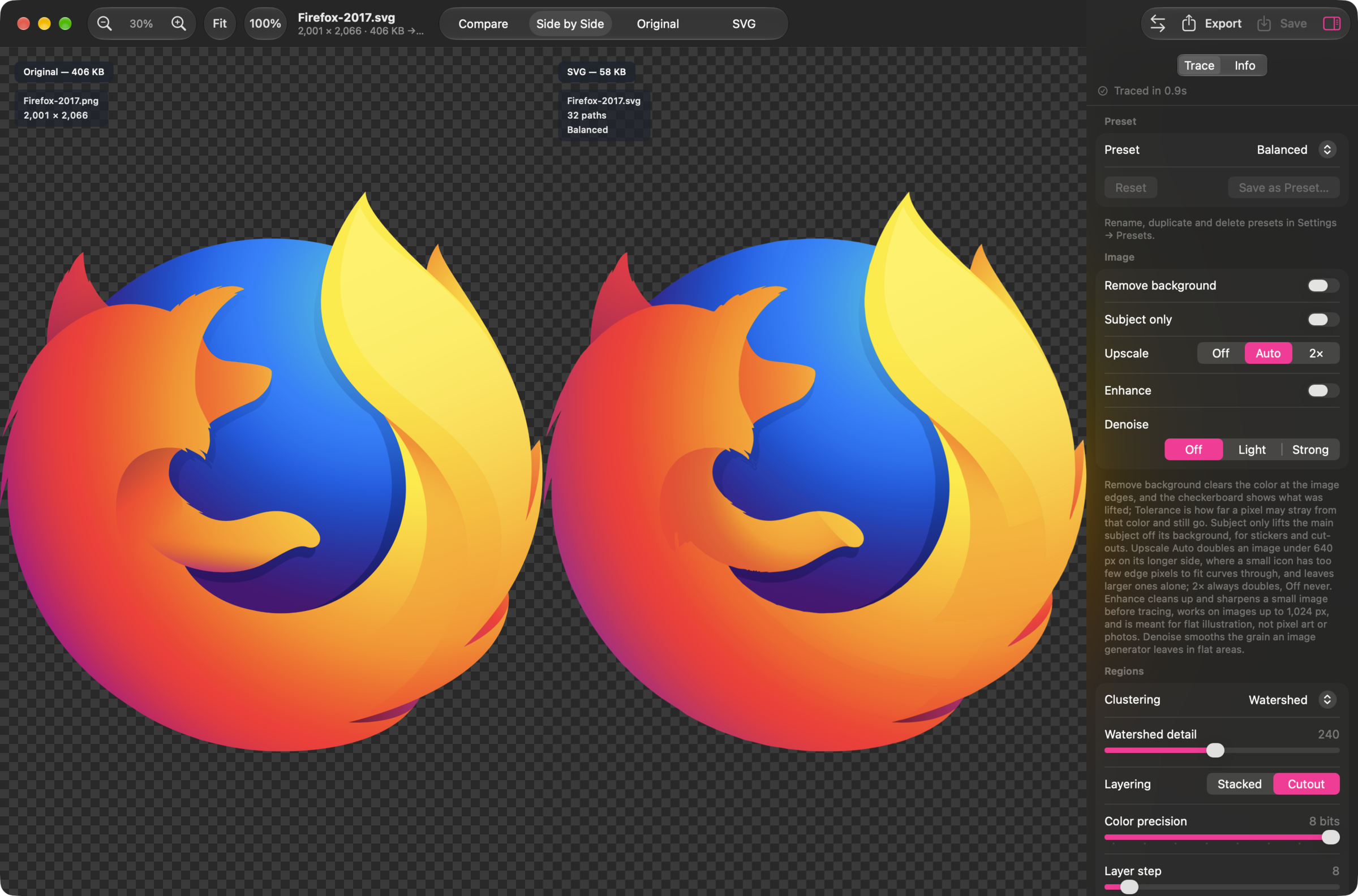 A shaded logo converted to SVG with gradients